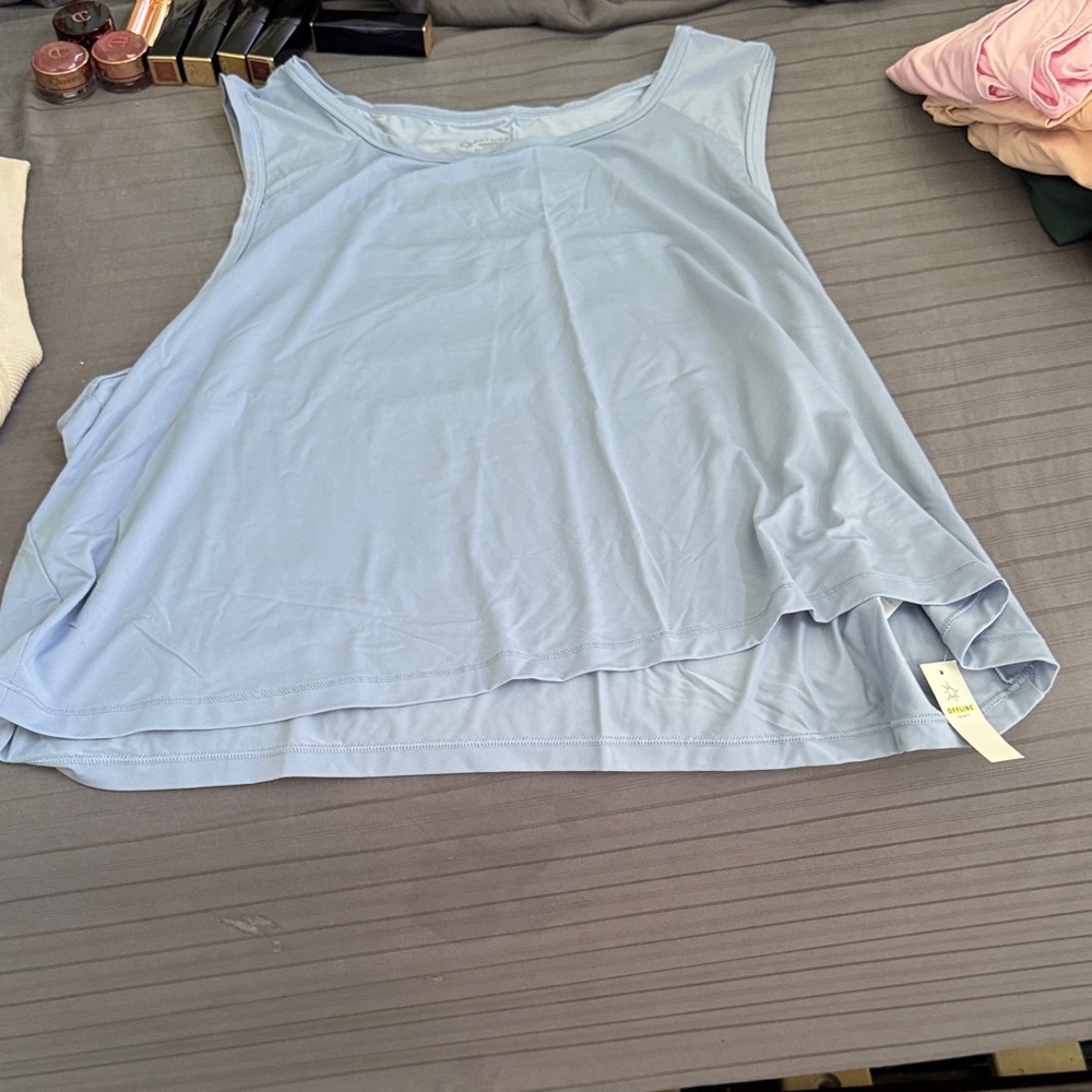 Sky Blue Sleeveless Women's slightly cropped Tank Top